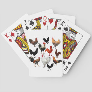 Rooster Collage Vintage Rustic Chickens Playing Cards