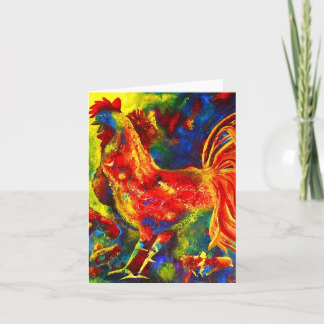 Rooster Colourful Card (Front)