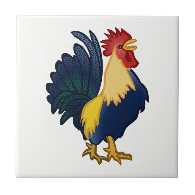 Rooster Colourful Chicken Farm Cartoon Tile (Front)