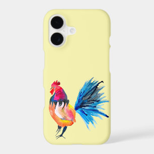 Rooster colourful watercolor illustration