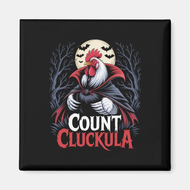 Rooster Count Cluckula Funny Halloween Vampire Far Magnet (Front)