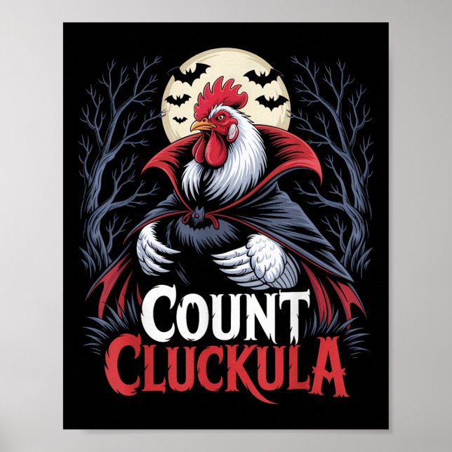 Rooster Count Cluckula Funny Halloween Vampire Far Poster (Front)