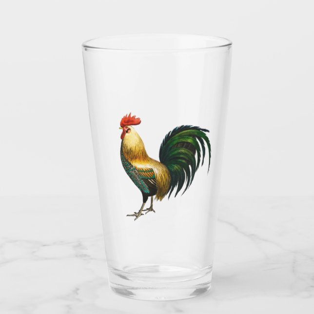 Rooster country classic stylish traditional bird   glass (Front)