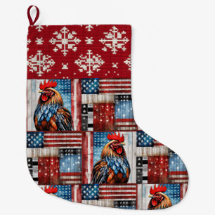 Rooster Country USA Christmas Large Christmas Stocking
