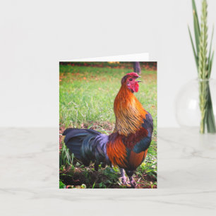 Rooster Crowing 2 Farm Animal Note Card