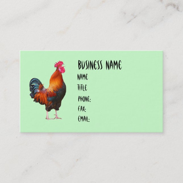 Rooster Crowing Business Cards (Front)