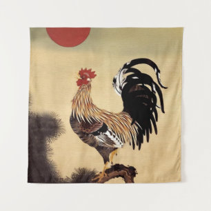 Rooster Crowing by Ito Jakuchu  Tapestry