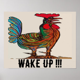 Rooster Crowing, edit text,  Poster