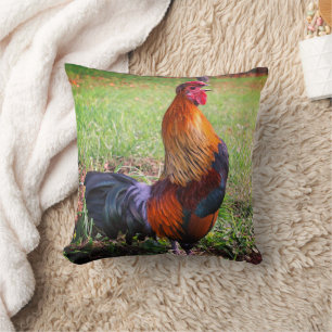 Rooster Crowing Farm Animal Cushion