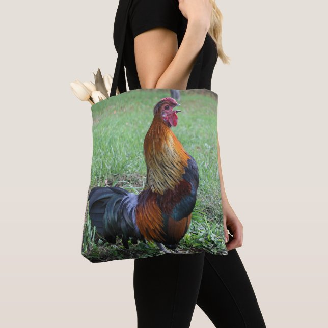 Rooster Crowing Farm Animal  Tote Bag (Close Up)