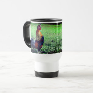 Rooster Crowing Personalized Animal Travel Mug