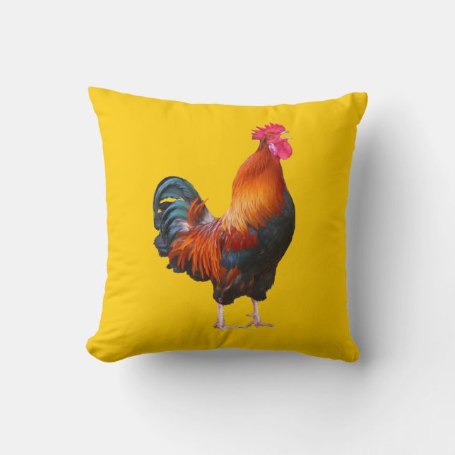 Rooster Crowing Pillow (Front)