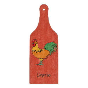 Rooster custom name & colour cutting board