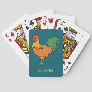 Rooster custom name & colour playing cards