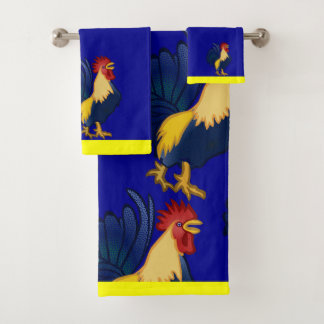 Rooster Design Bathroom Towel Set