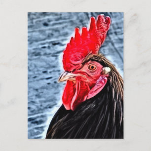 Rooster Digital Art Postcard