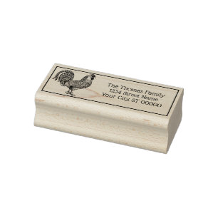 Rooster Drawing Lithograph #1 Rubber Stamp