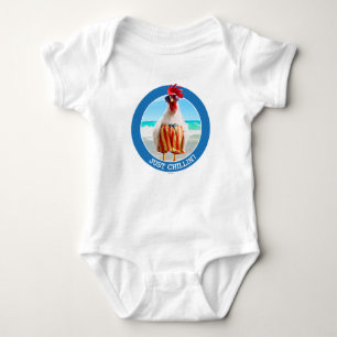 Rooster Dude Chillin' at Beach in Swim Trunks Baby Bodysuit