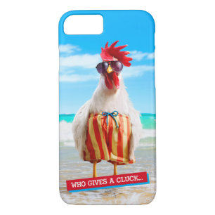 Rooster Dude Chillin' at Beach in Swim Trunks Case-Mate iPhone Case
