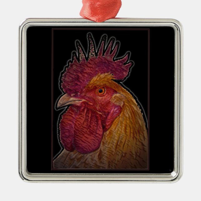 Rooster / El Gallo Metal Tree Decoration (Front)