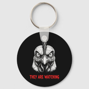 Rooster Enthusiast Paranoid Chicken Surveillance D Key Ring