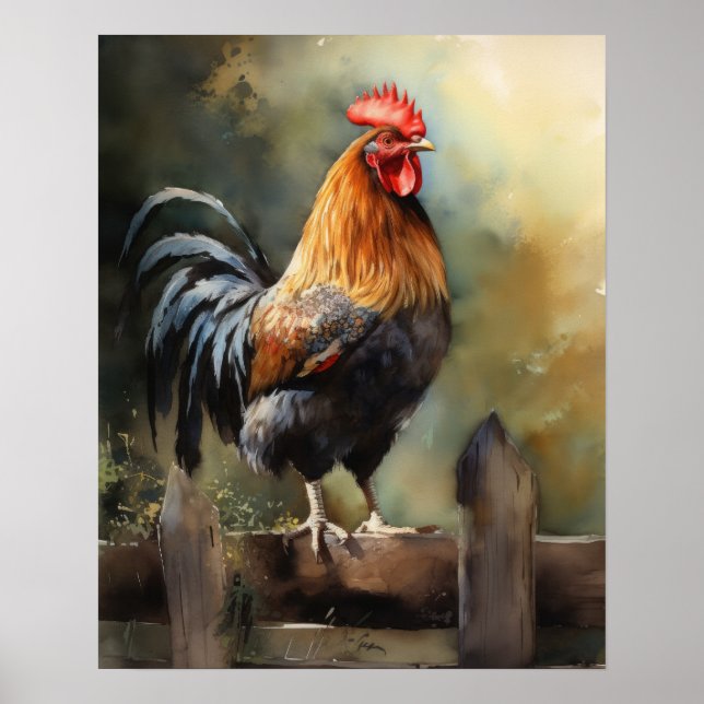 Rooster Farm Animal Art Print Poster (Front)