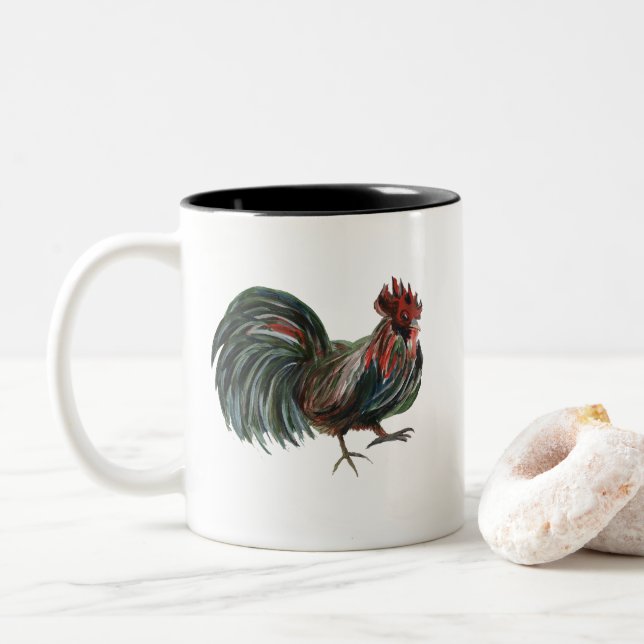 Rooster Farm Illustration Mug (With Donut)