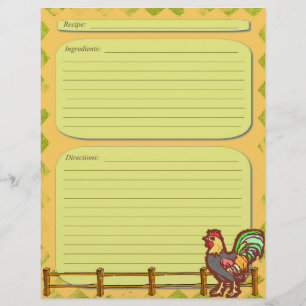 Rooster farm theme recipe page