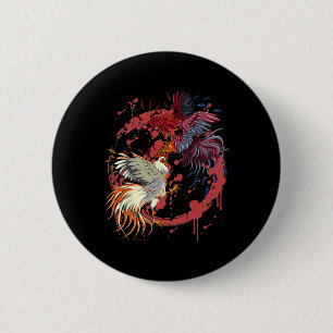 Rooster Fight Chicken Novelty Farmer's Gift 6 Cm Round Badge