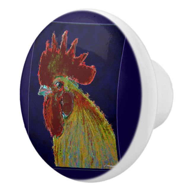 Rooster:  Freestyle Head Ceramic Knob (Right)