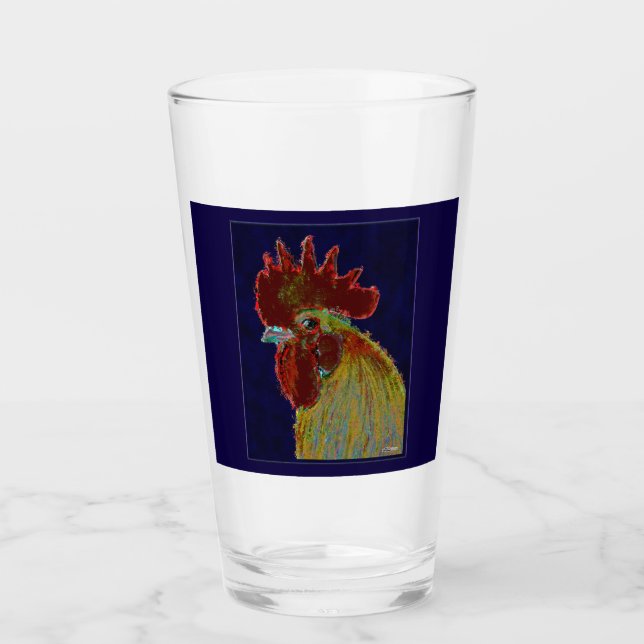 Rooster:  Freestyle Head Glass (Front)