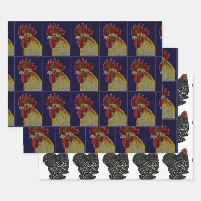 Rooster:  Freestyle Head Wrapping Paper Sheet (Set)
