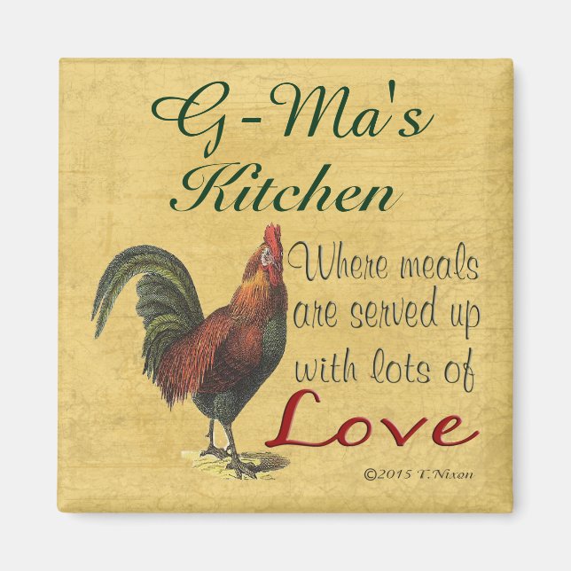 Rooster G-Ma's Kitchen Served With Love Magnet (Front)