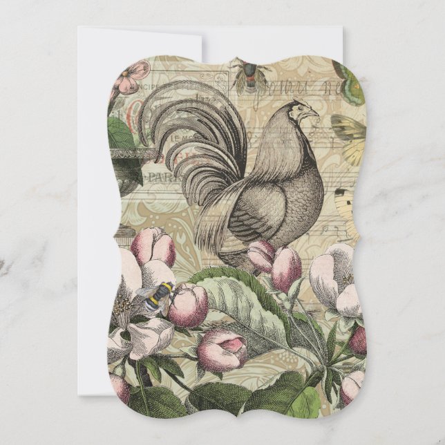 Rooster Garden Flower Butterfly Art (Front)