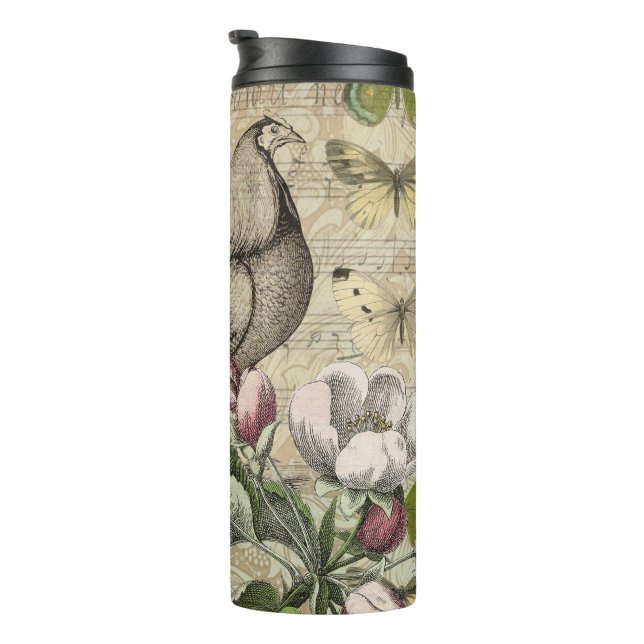 Rooster Garden Flower Butterfly Art Thermal Tumbler (Rotated Right)