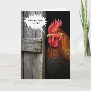 Rooster Getting Old Humour for Birthday Card