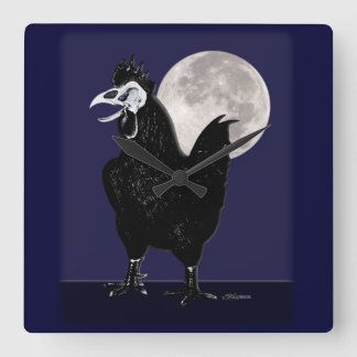 Rooster Ghost Square Wall Clock