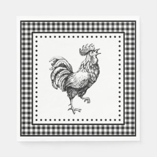 Rooster Gingham Napkin