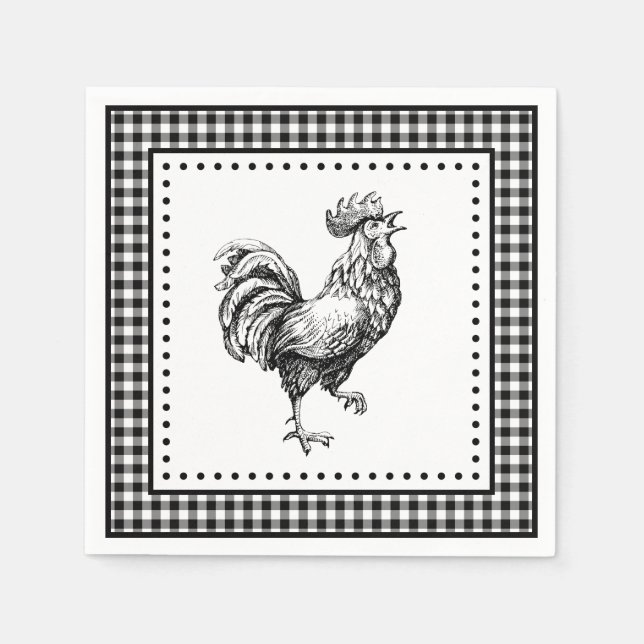 Rooster Gingham Napkin (Front)