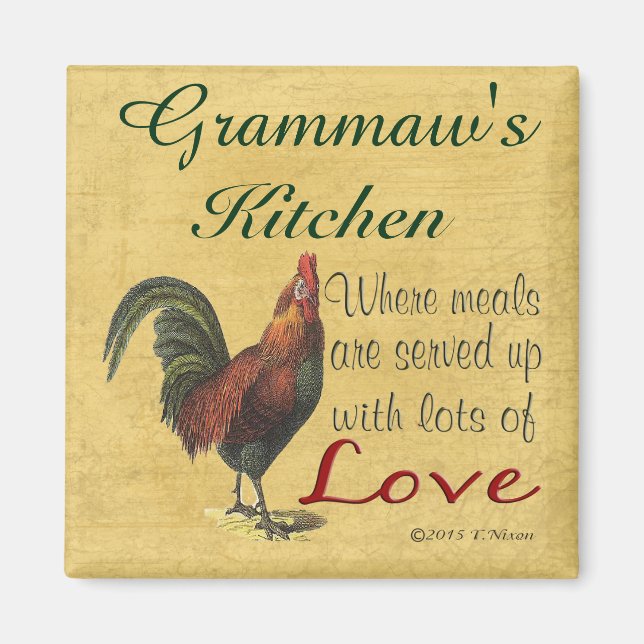 Rooster Grammaw's Kitchen Refrigerator Magnet (Front)
