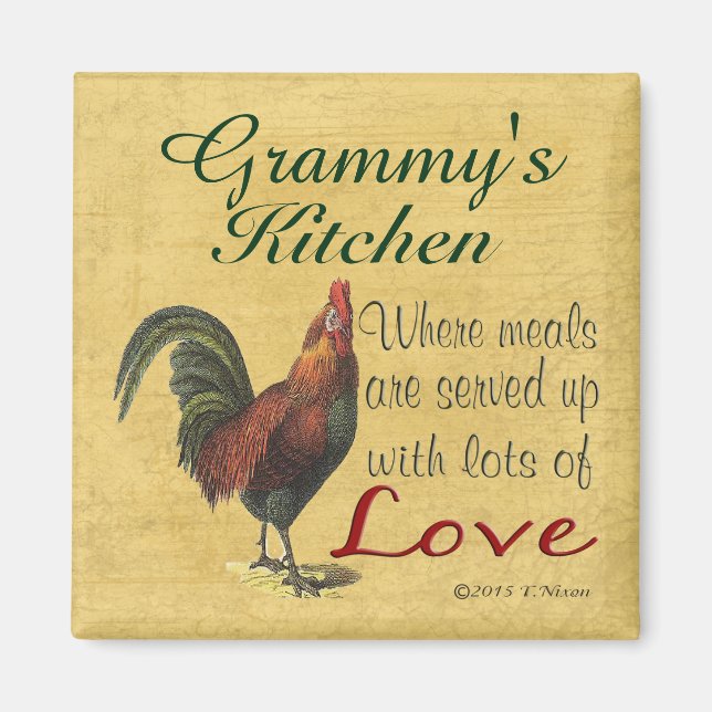 Rooster Grammy's Kitchen Refrigerator Magnet (Front)