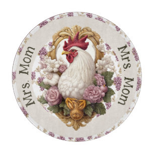 Rooster & Grapes Heraldic Crest in maroon, Cutting Board