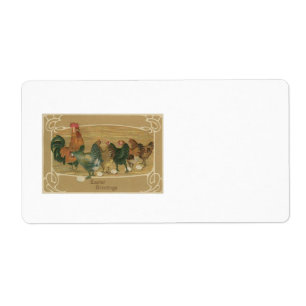 Rooster Hen Laying Easter Egg