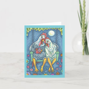 ROOSTER & HEN LOVERS, CHICKEN NOTE CARD Blank