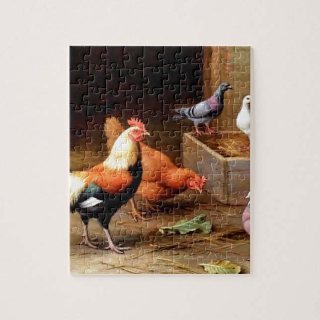 Rooster hen pigeons jigsaw puzzle (Vertical)
