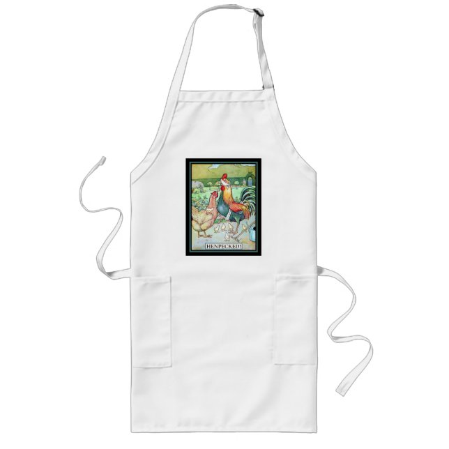 Rooster Henpecked by Hen Long Apron (Front)