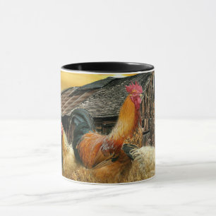 Rooster Hens Rustic Barn Coop Paper Placemat Mug
