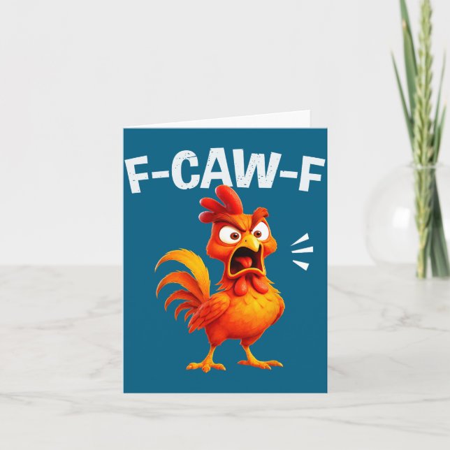 Rooster Humor Saying Funny F-caw-f Chicken Quote M Card (Front)