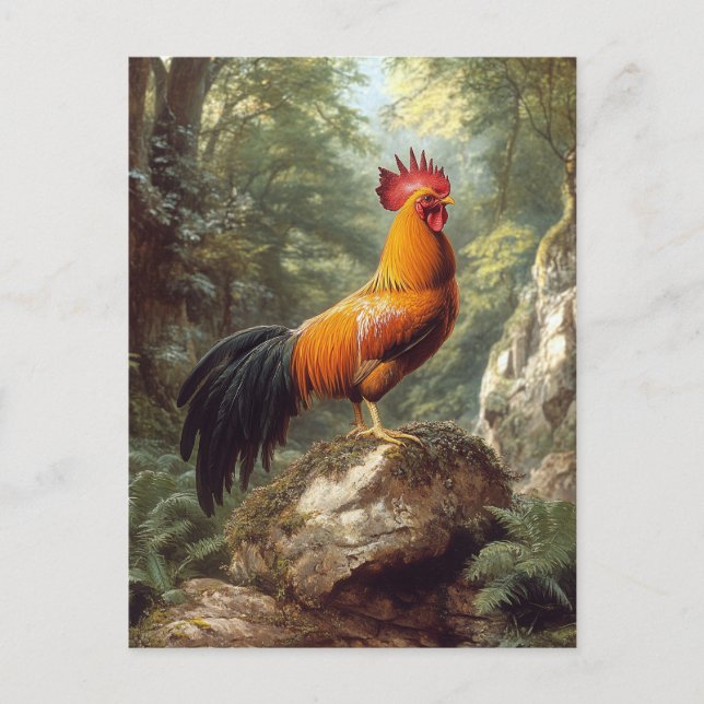 Rooster in a Jungle Landscape Postcard (Front)