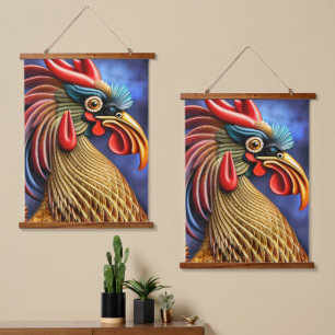 Rooster in Bloom Hanging Tapestry
